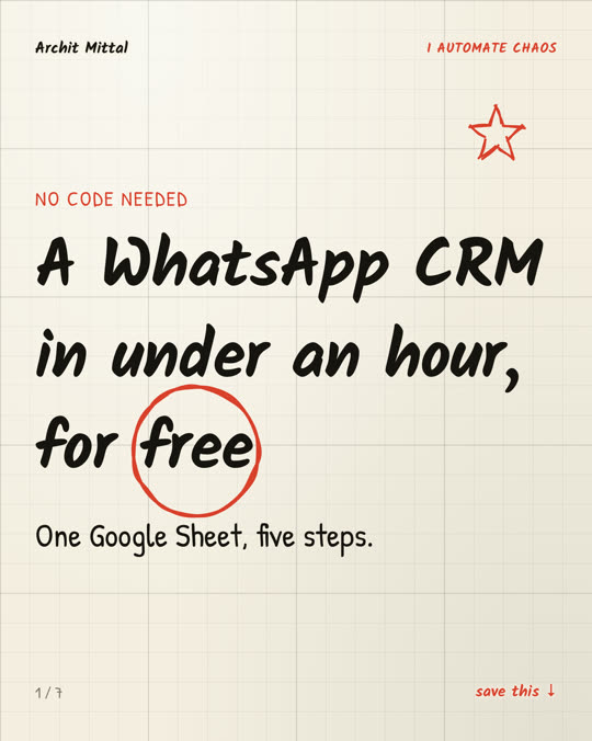 A WhatsApp CRM
in under an hour,
for [[circle:free]]