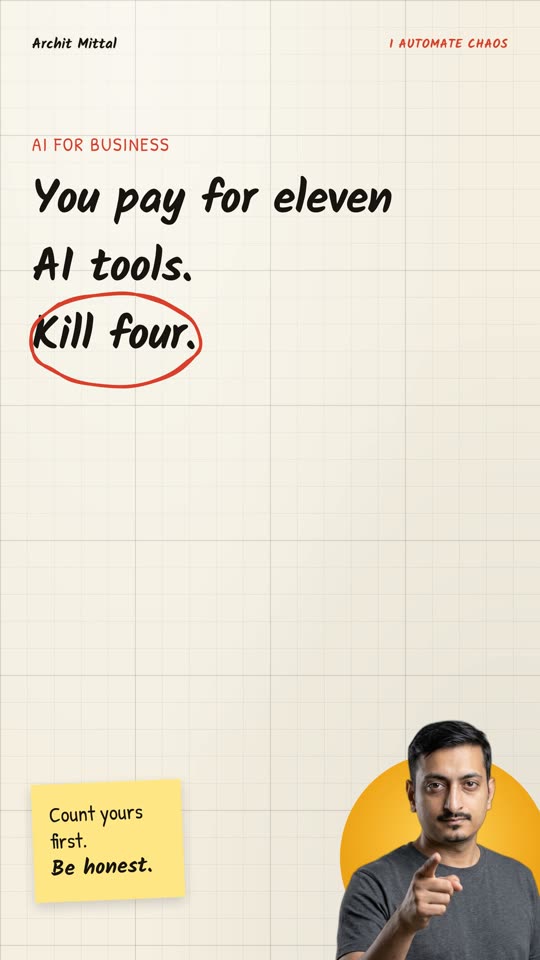 You pay for eleven
AI tools.
[[circle:Kill four.]]