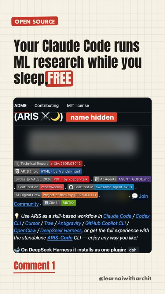 Your Claude Code runs ML research while you sleep, FREE