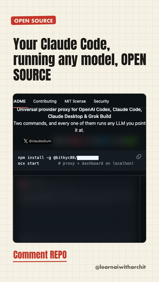 Your Claude Code, running any model, OPEN SOURCE