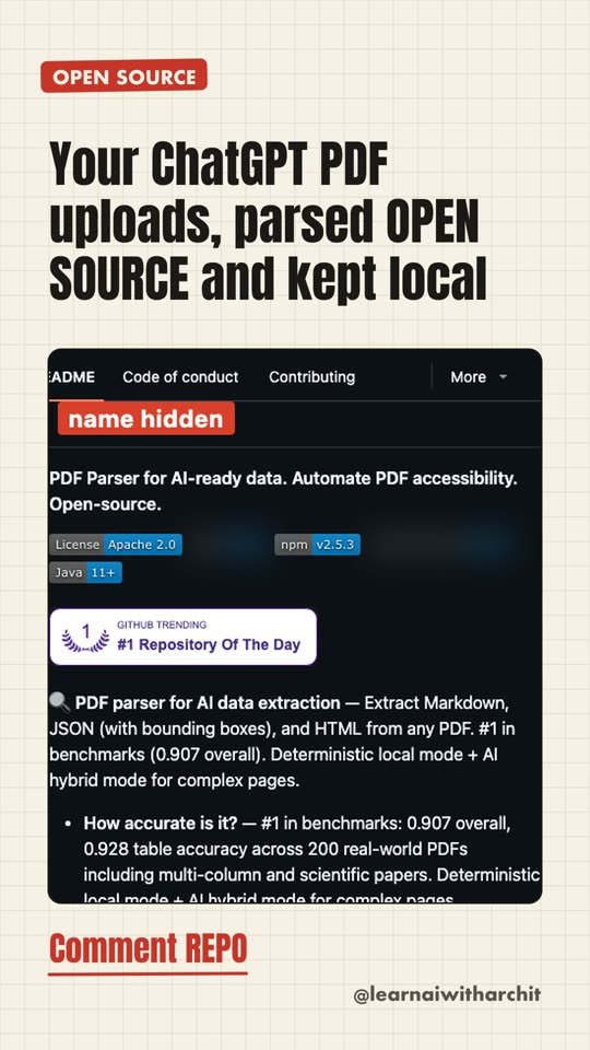 Your ChatGPT PDF uploads, parsed OPEN SOURCE and kept local