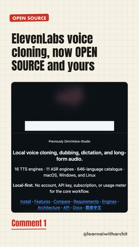 ElevenLabs voice cloning, now OPEN SOURCE and yours